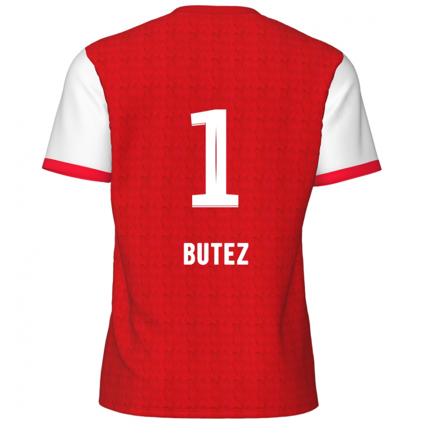 Børn Jean Butez #1 Rød Hvid Hjemmebane Spillertrøjer 2024/25 Trøje T-Shirt