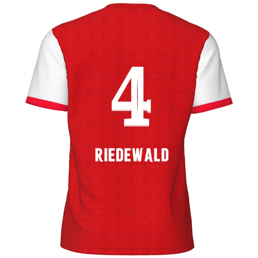 Børn Jairo Riedewald #4 Rød Hvid Hjemmebane Spillertrøjer 2024/25 Trøje T-Shirt