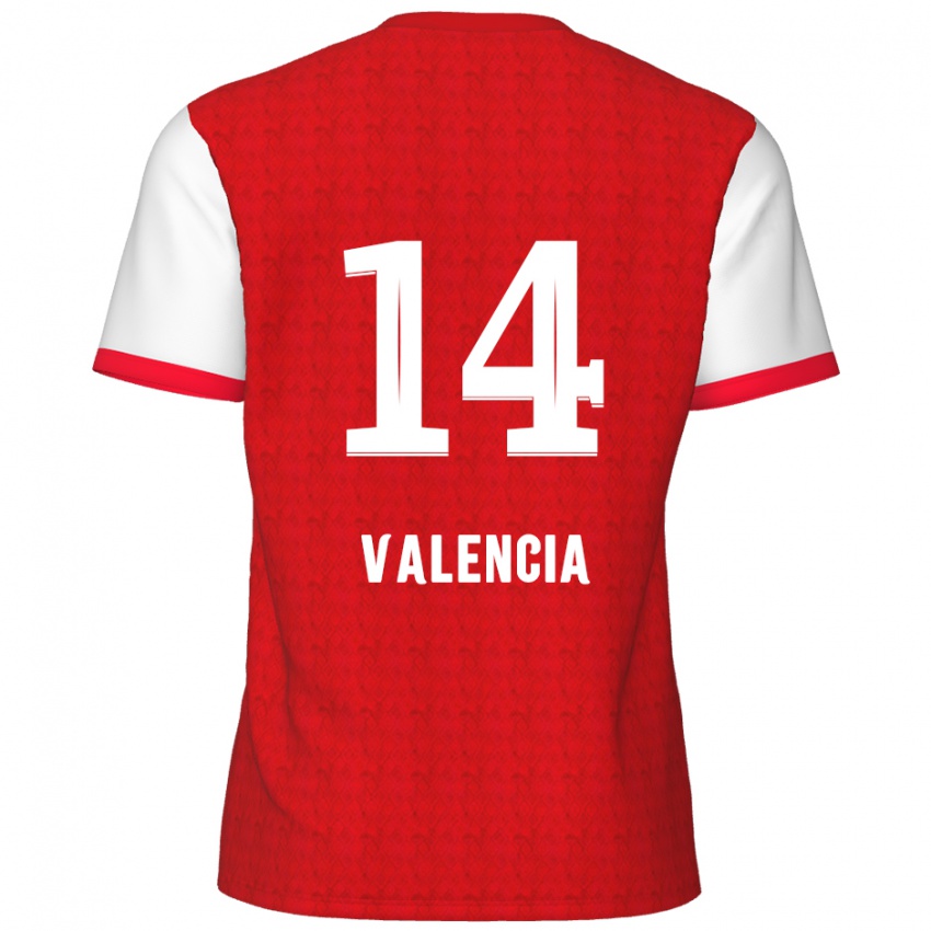 Børn Anthony Valencia #14 Rød Hvid Hjemmebane Spillertrøjer 2024/25 Trøje T-Shirt