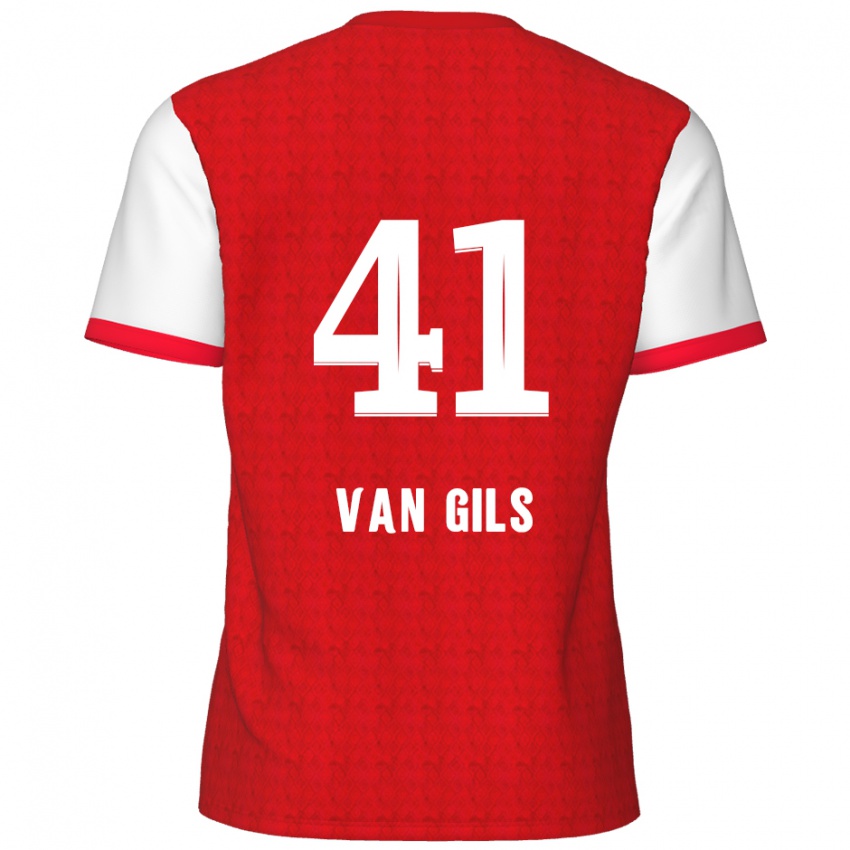 Børn Mathis Van Gils #41 Rød Hvid Hjemmebane Spillertrøjer 2024/25 Trøje T-Shirt