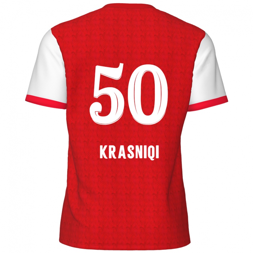 Børn Laurit Krasniqi #50 Rød Hvid Hjemmebane Spillertrøjer 2024/25 Trøje T-Shirt