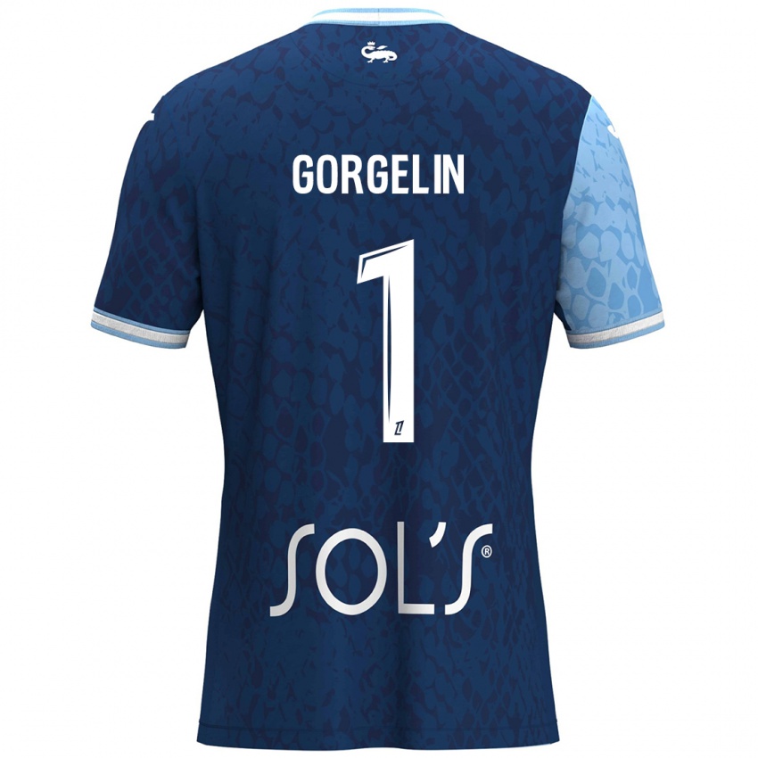 Børn Mathieu Gorgelin #1 Himmelblå Mørkeblå Hjemmebane Spillertrøjer 2024/25 Trøje T-Shirt