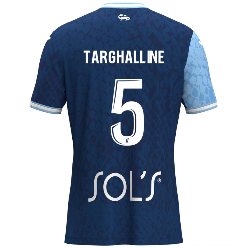 Børn Oussama Targhalline #5 Himmelblå Mørkeblå Hjemmebane Spillertrøjer 2024/25 Trøje T-Shirt