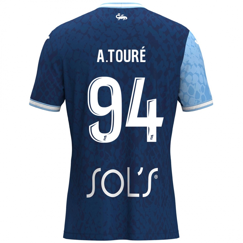 Børn Abdoulaye Touré #94 Himmelblå Mørkeblå Hjemmebane Spillertrøjer 2024/25 Trøje T-Shirt