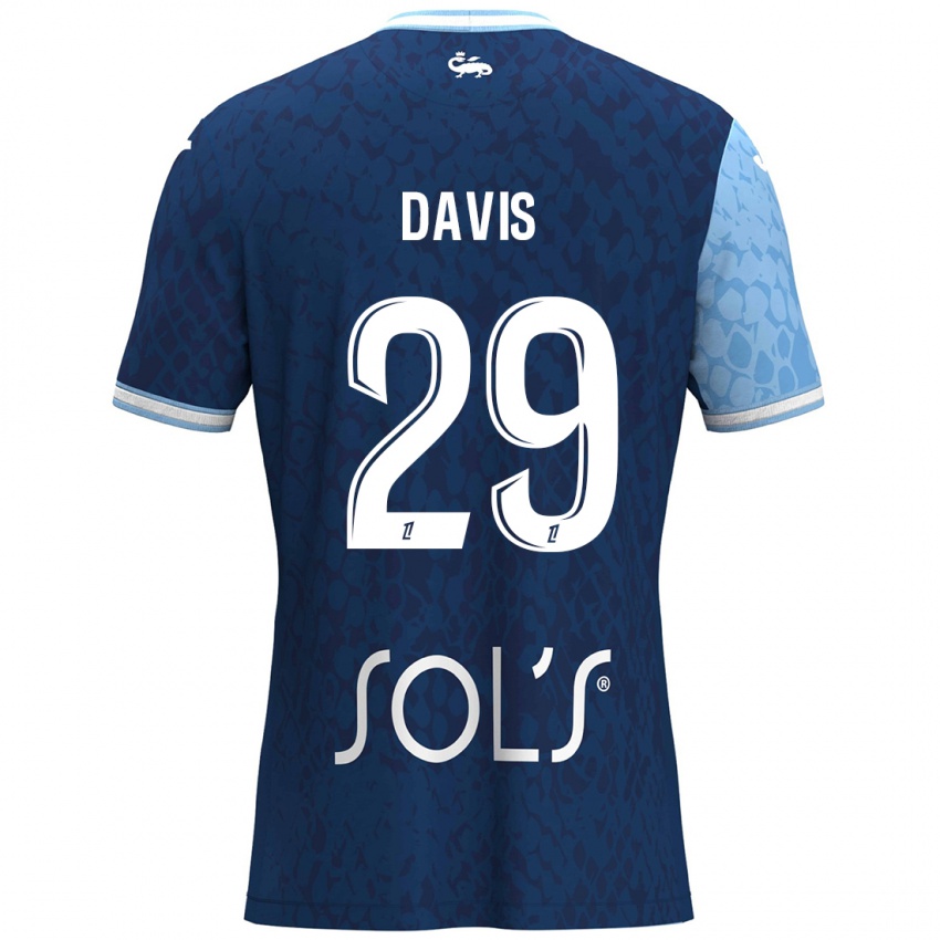 Børn Deja Davis #29 Himmelblå Mørkeblå Hjemmebane Spillertrøjer 2024/25 Trøje T-Shirt