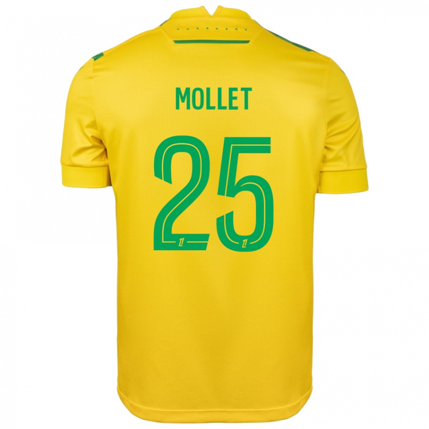 Børn Florent Mollet #25 Gul Grøn Hjemmebane Spillertrøjer 2024/25 Trøje T-Shirt