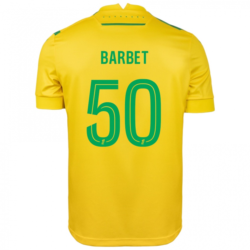 Børn Hugo Barbet #50 Gul Grøn Hjemmebane Spillertrøjer 2024/25 Trøje T-Shirt