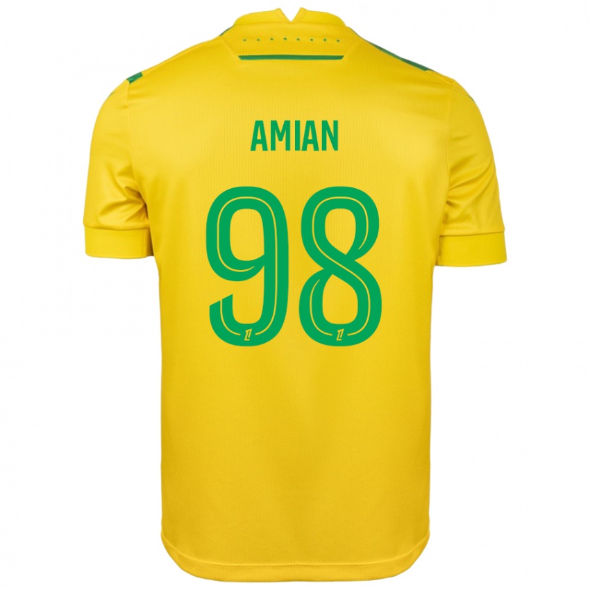 Børn Kelvin Amian #98 Gul Grøn Hjemmebane Spillertrøjer 2024/25 Trøje T-Shirt