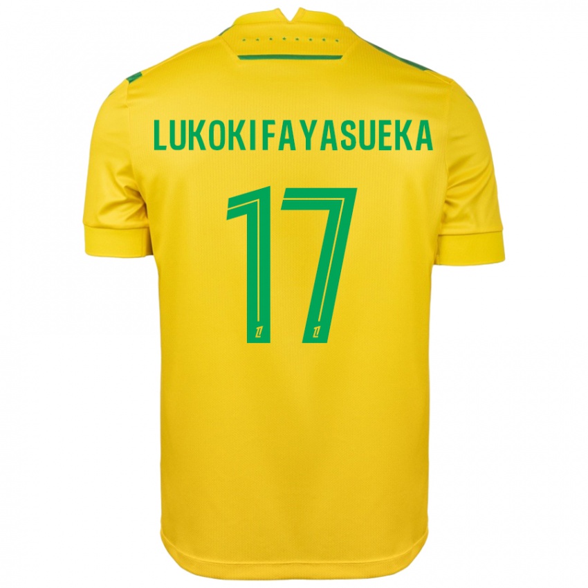 Børn Kévin Lukoki Fayasueka #17 Gul Grøn Hjemmebane Spillertrøjer 2024/25 Trøje T-Shirt