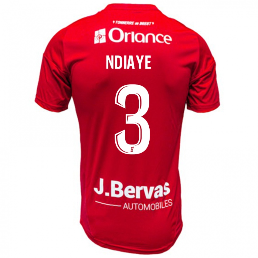 Børn Abdoulaye Ndiaye #3 Rød Hvid Hjemmebane Spillertrøjer 2024/25 Trøje T-Shirt