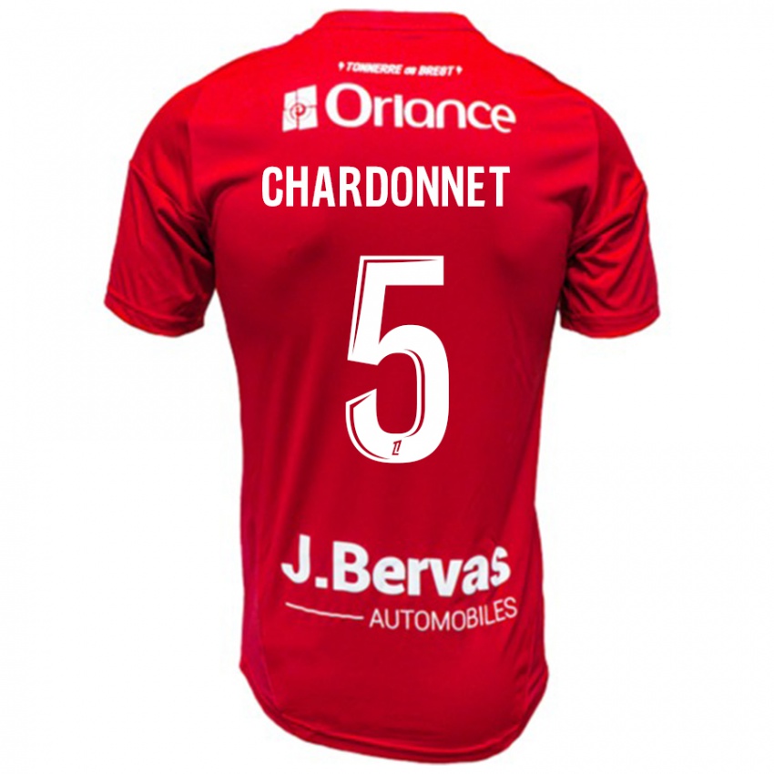 Børn Brendan Chardonnet #5 Rød Hvid Hjemmebane Spillertrøjer 2024/25 Trøje T-Shirt