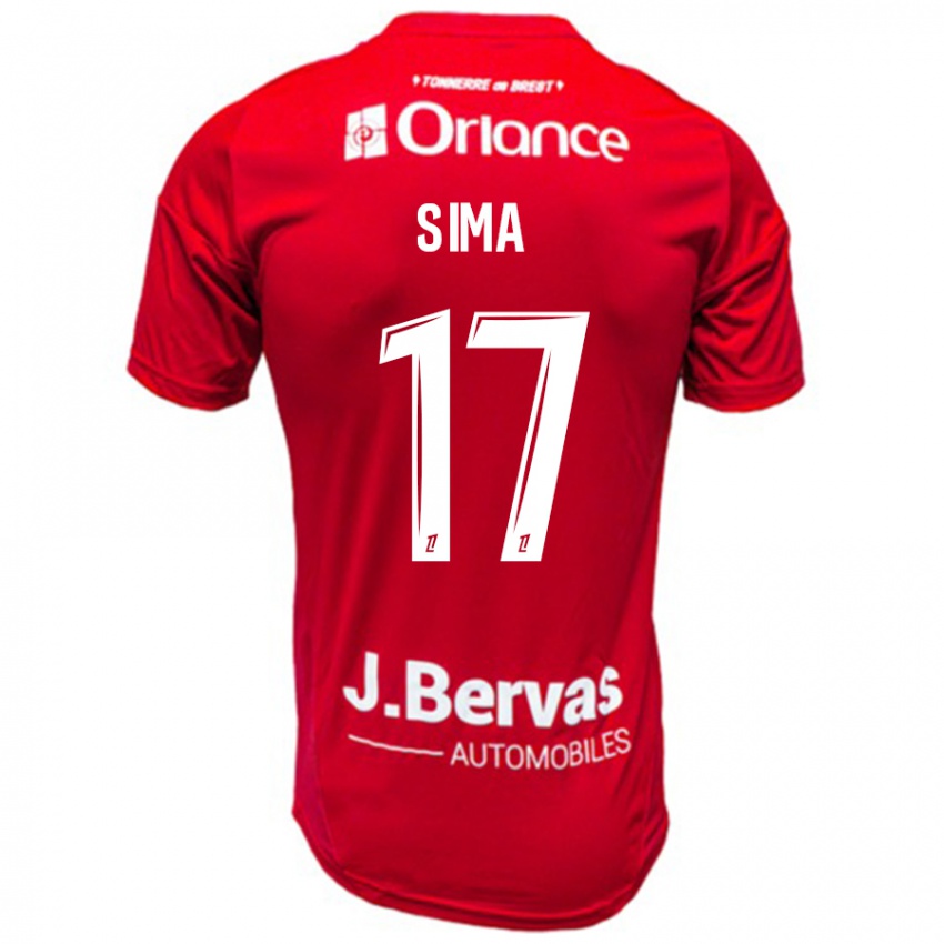 Børn Abdallah Sima #17 Rød Hvid Hjemmebane Spillertrøjer 2024/25 Trøje T-Shirt