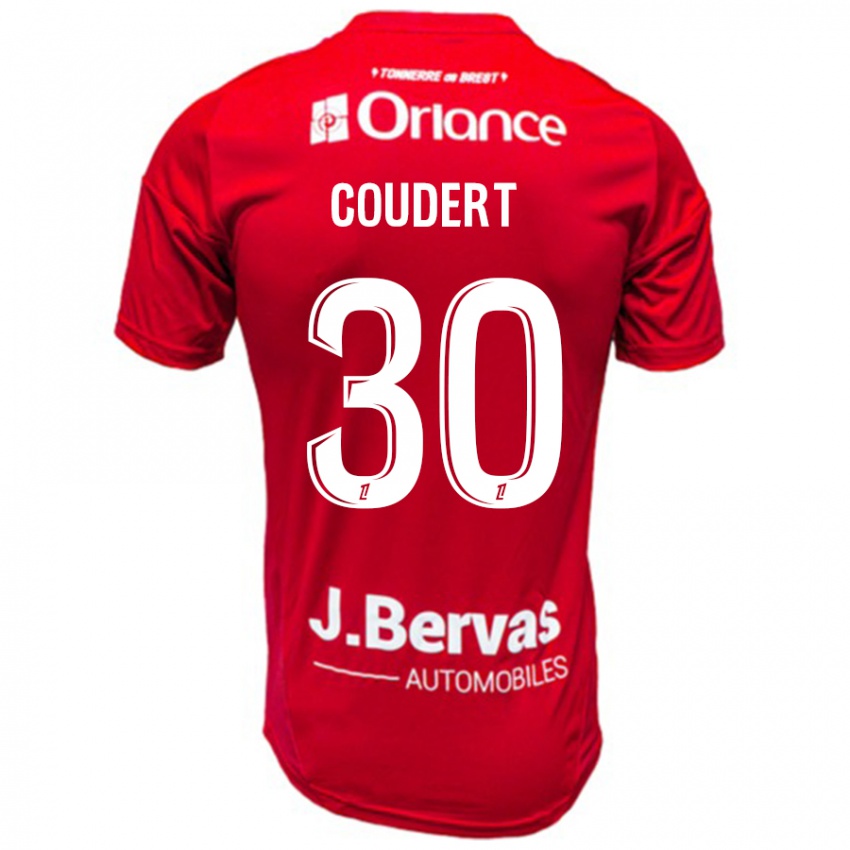 Børn Grégoire Coudert #30 Rød Hvid Hjemmebane Spillertrøjer 2024/25 Trøje T-Shirt