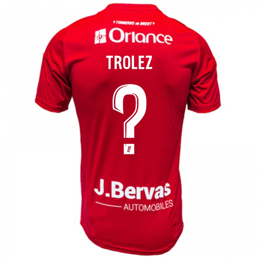 Børn Loann Trolez #0 Rød Hvid Hjemmebane Spillertrøjer 2024/25 Trøje T-Shirt