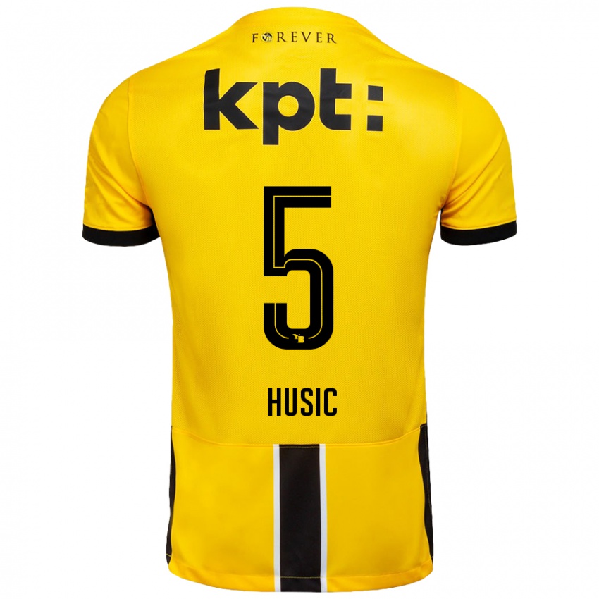 Børn Anel Husic #5 Gul Sort Hjemmebane Spillertrøjer 2024/25 Trøje T-Shirt