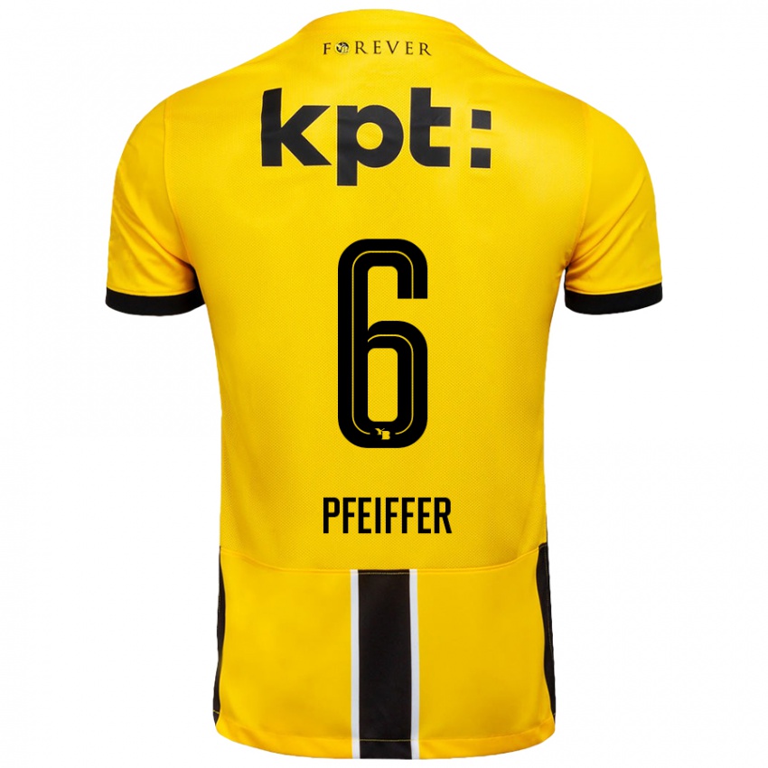 Børn Patric Pfeiffer #6 Gul Sort Hjemmebane Spillertrøjer 2024/25 Trøje T-Shirt