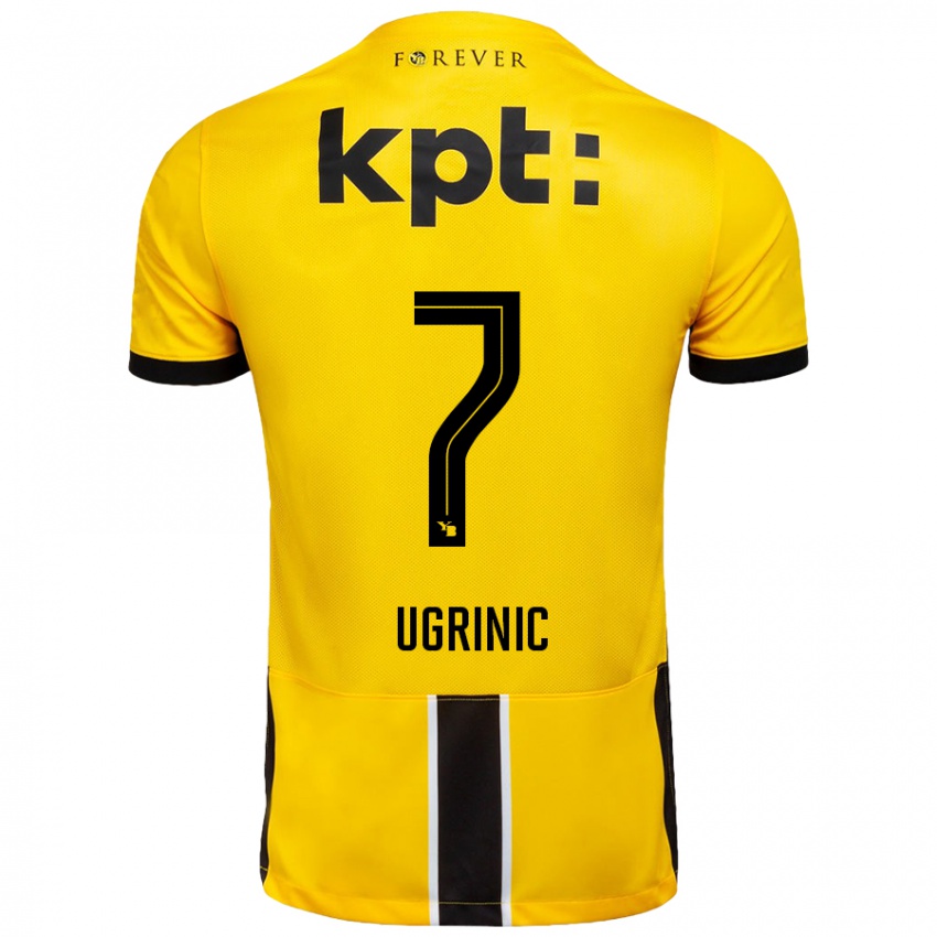 Børn Filip Ugrinic #7 Gul Sort Hjemmebane Spillertrøjer 2024/25 Trøje T-Shirt