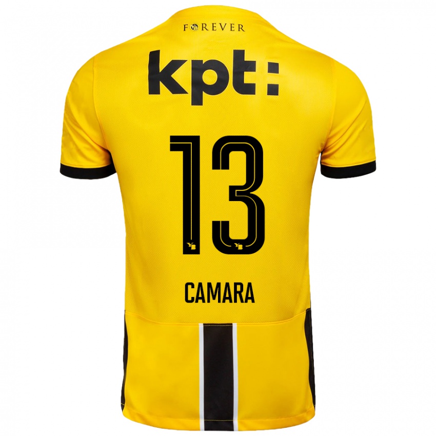 Børn Mohamed Camara #13 Gul Sort Hjemmebane Spillertrøjer 2024/25 Trøje T-Shirt