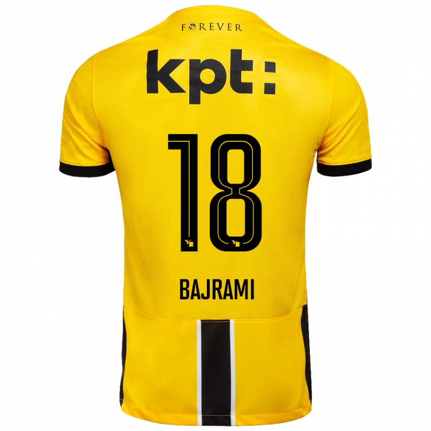 Børn Ardian Bajrami #18 Gul Sort Hjemmebane Spillertrøjer 2024/25 Trøje T-Shirt