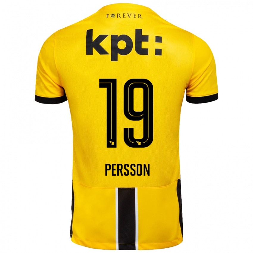 Børn Noah Persson #19 Gul Sort Hjemmebane Spillertrøjer 2024/25 Trøje T-Shirt