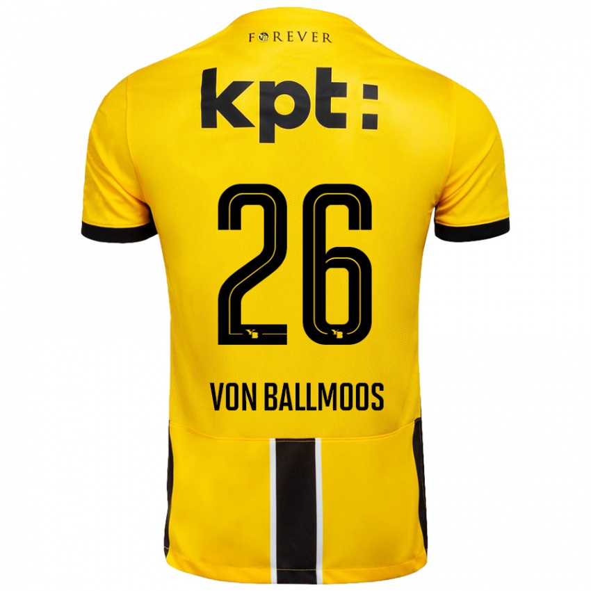 Børn David Von Ballmoos #26 Gul Sort Hjemmebane Spillertrøjer 2024/25 Trøje T-Shirt