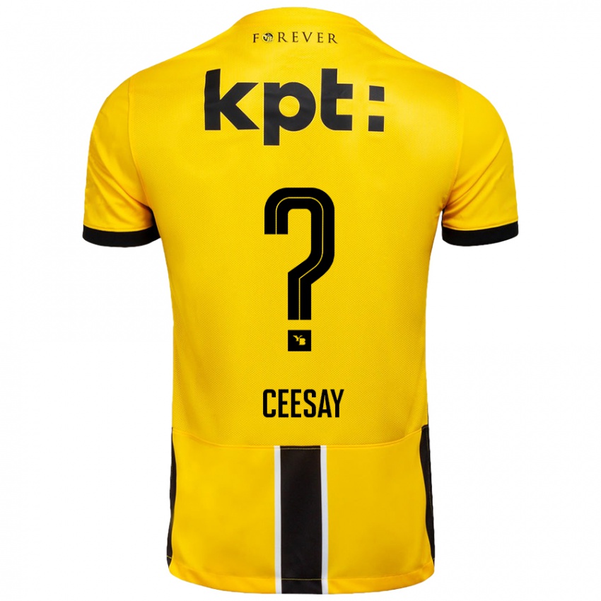 Børn Ebrahim Ceesay #0 Gul Sort Hjemmebane Spillertrøjer 2024/25 Trøje T-Shirt