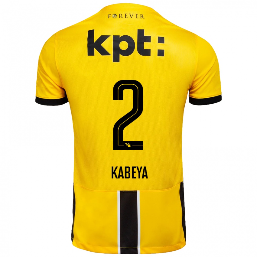 Børn Benjamin Kabeya #2 Gul Sort Hjemmebane Spillertrøjer 2024/25 Trøje T-Shirt