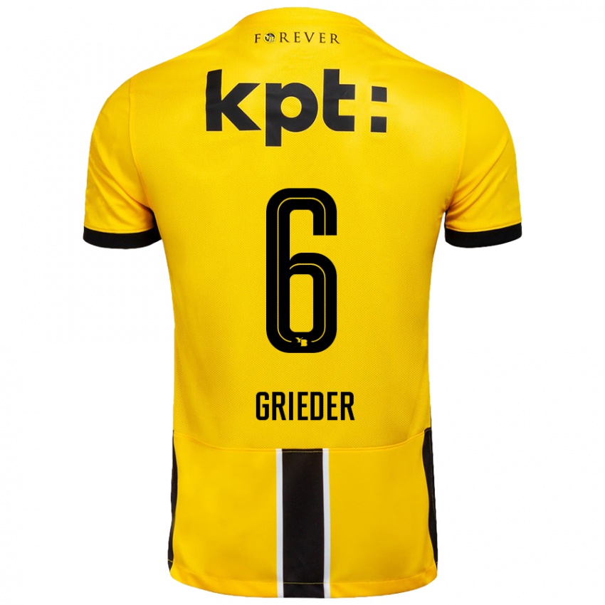 Børn Lionel Grieder #6 Gul Sort Hjemmebane Spillertrøjer 2024/25 Trøje T-Shirt