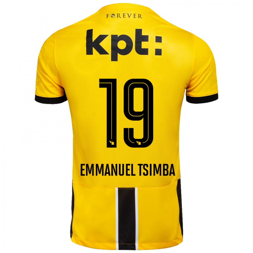 Børn Felix Emmanuel Tsimba #19 Gul Sort Hjemmebane Spillertrøjer 2024/25 Trøje T-Shirt