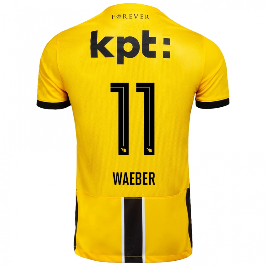 Børn Stéphanie Waeber #11 Gul Sort Hjemmebane Spillertrøjer 2024/25 Trøje T-Shirt