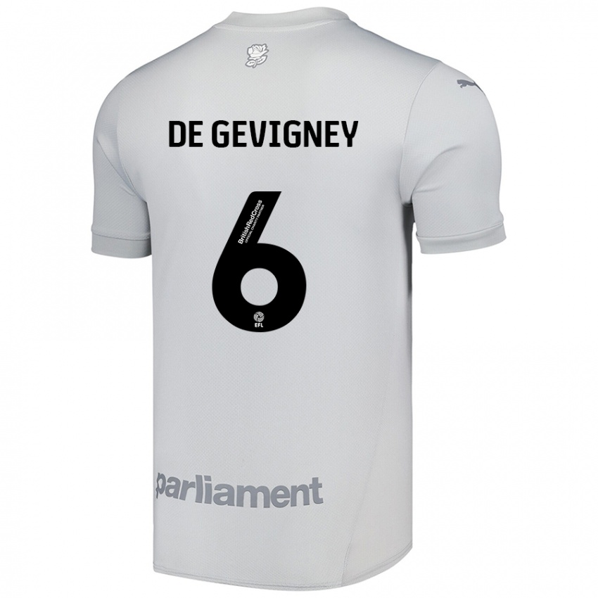 Børn Maël De Gevigney #6 Sølvgrå Udebane Spillertrøjer 2024/25 Trøje T-Shirt