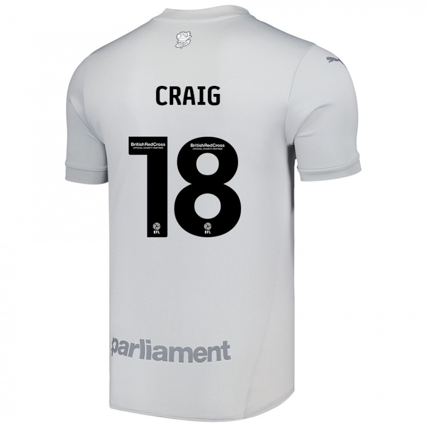 Børn Matthew Craig #18 Sølvgrå Udebane Spillertrøjer 2024/25 Trøje T-Shirt