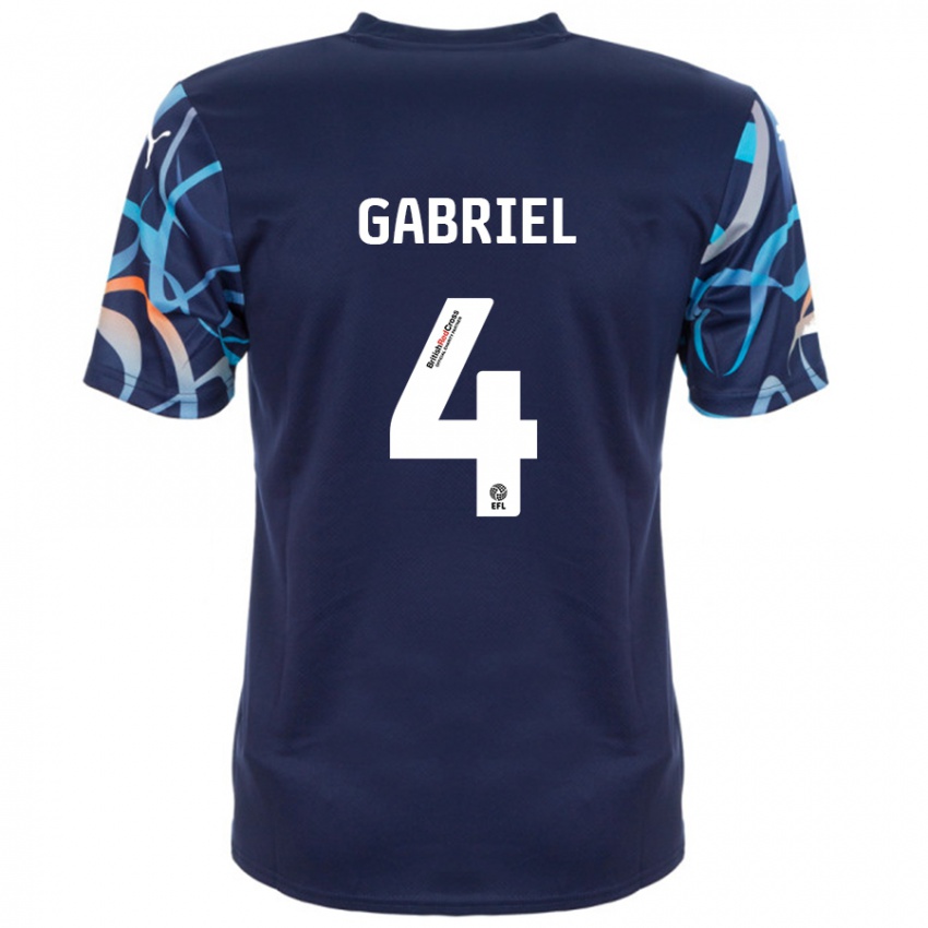 Børn Jordan Lawrence-Gabriel #4 Marineblå Udebane Spillertrøjer 2024/25 Trøje T-Shirt