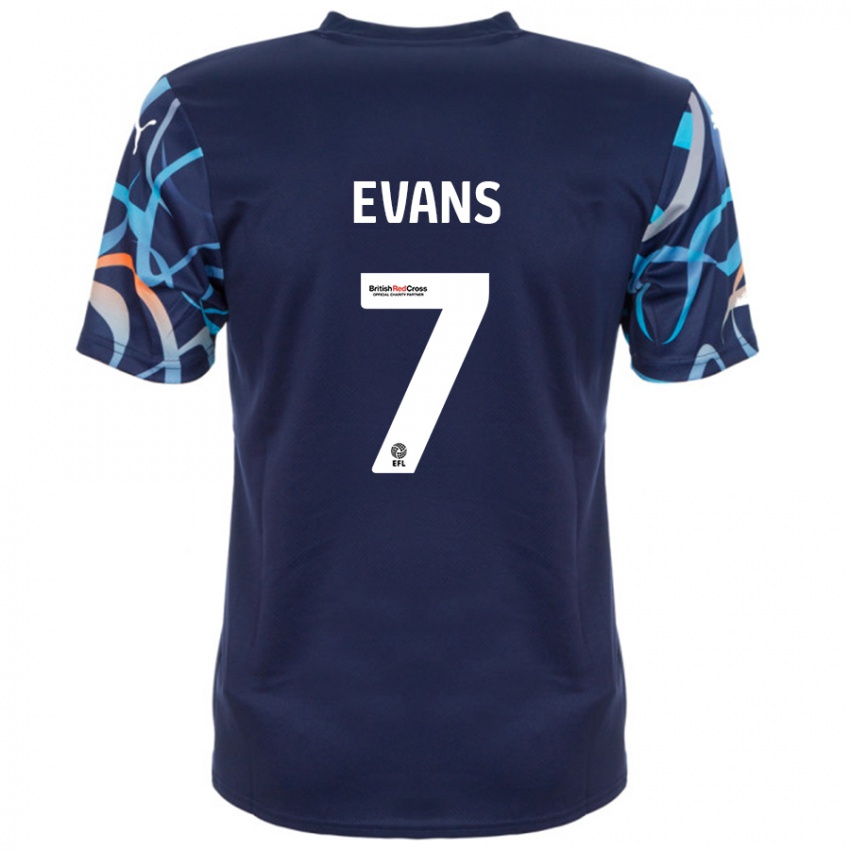 Børn Lee Evans #7 Marineblå Udebane Spillertrøjer 2024/25 Trøje T-Shirt