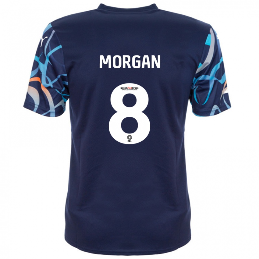 Børn Albie Morgan #8 Marineblå Udebane Spillertrøjer 2024/25 Trøje T-Shirt