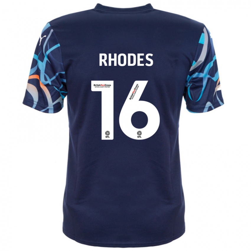 Børn Jordan Rhodes #16 Marineblå Udebane Spillertrøjer 2024/25 Trøje T-Shirt