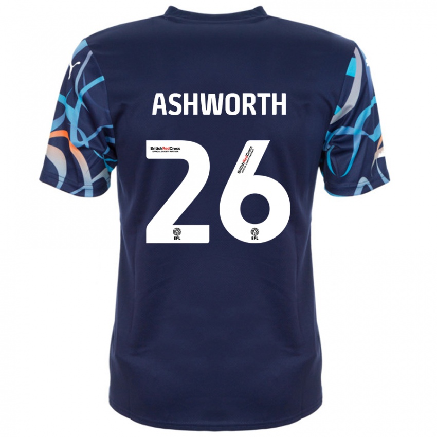 Børn Zac Ashworth #26 Marineblå Udebane Spillertrøjer 2024/25 Trøje T-Shirt