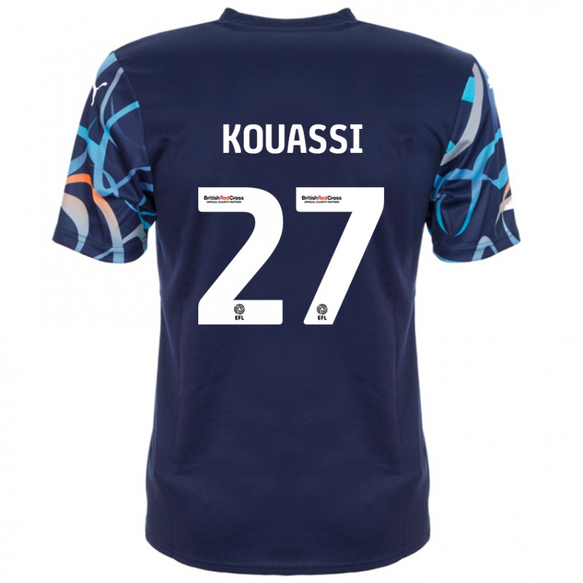 Børn Kylian Kouassi #27 Marineblå Udebane Spillertrøjer 2024/25 Trøje T-Shirt