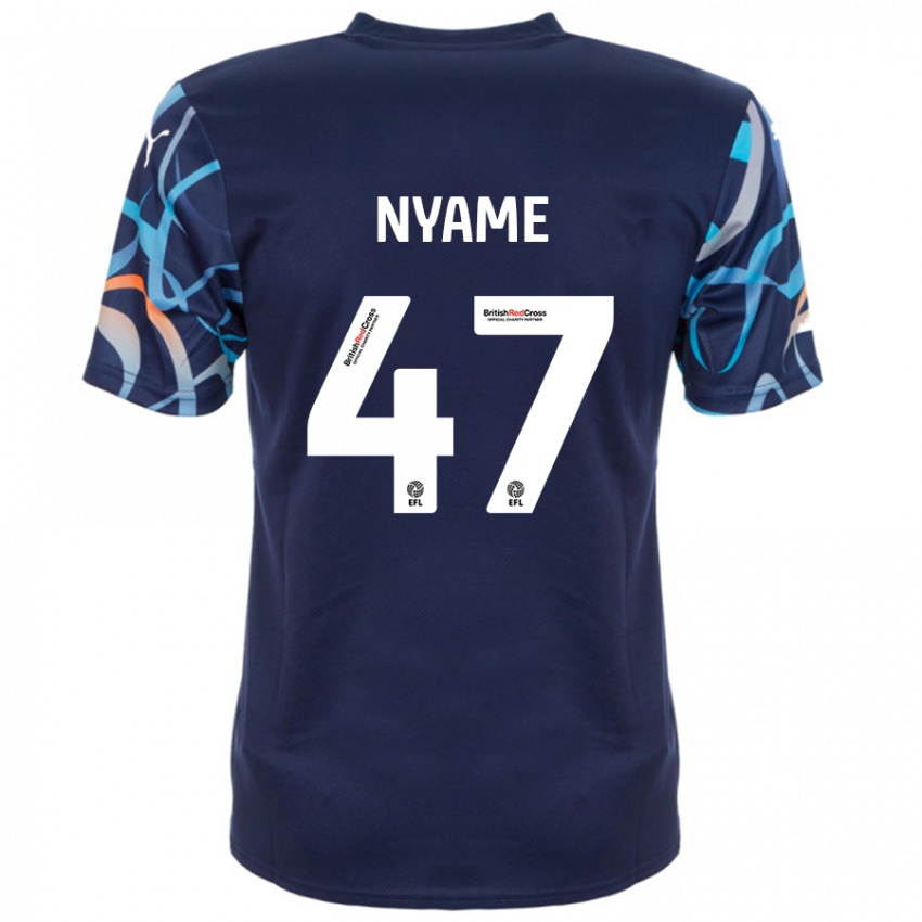 Børn Josh Nyame #47 Marineblå Udebane Spillertrøjer 2024/25 Trøje T-Shirt