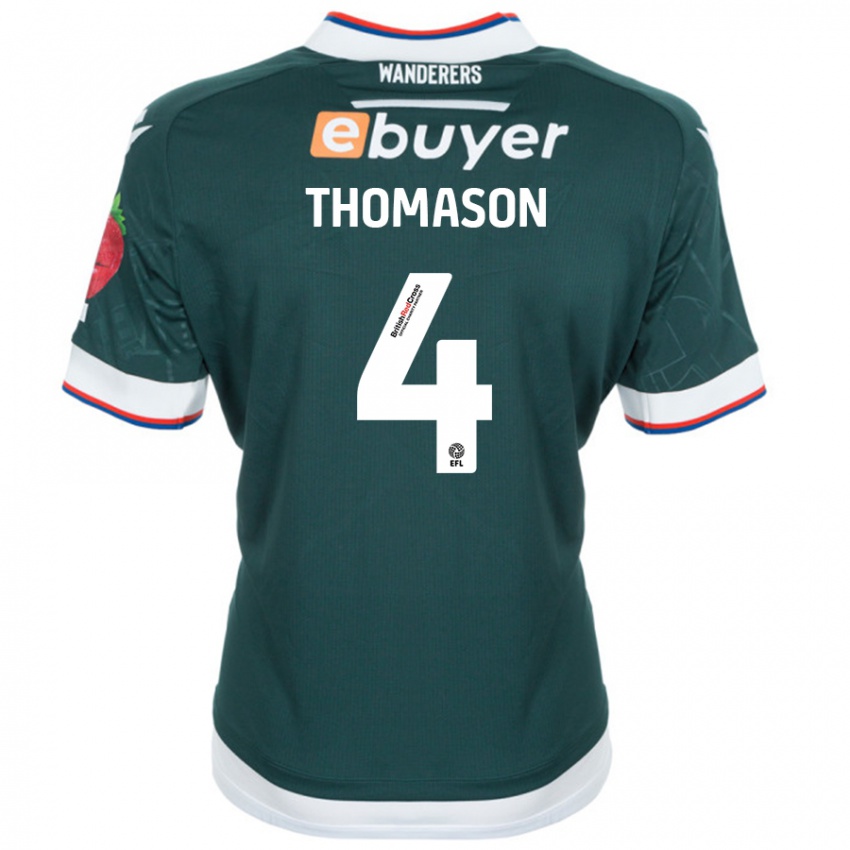 Børn George Thomason #4 Mørkegrøn Udebane Spillertrøjer 2024/25 Trøje T-Shirt