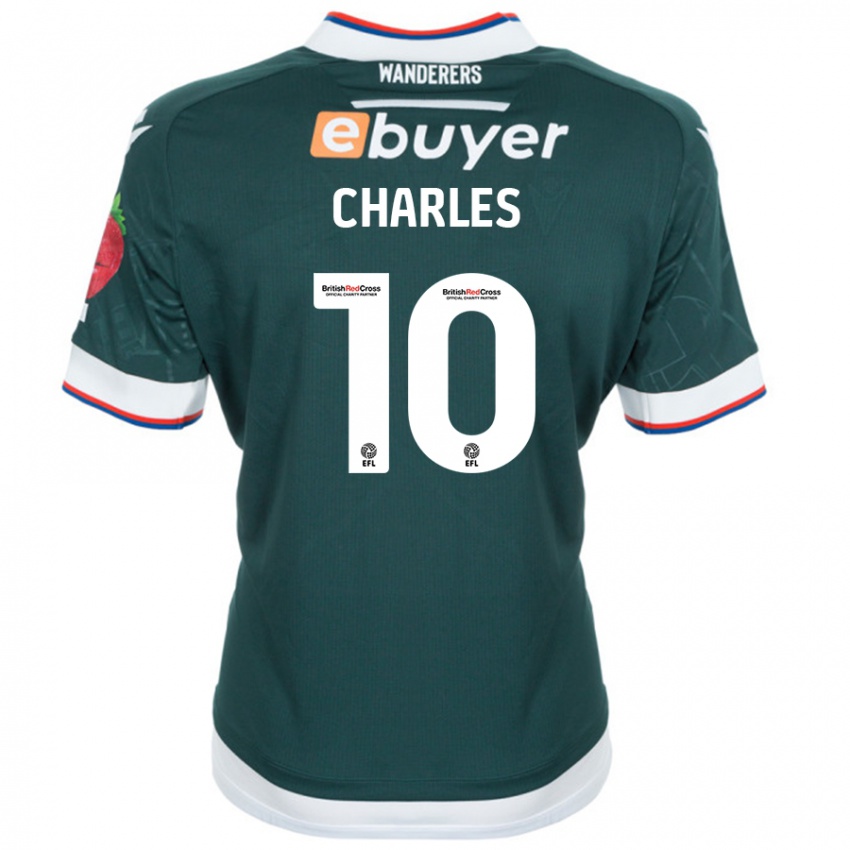 Børn Dion Charles #10 Mørkegrøn Udebane Spillertrøjer 2024/25 Trøje T-Shirt