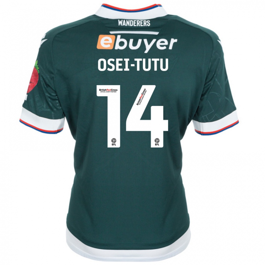 Børn Jordi Osei-Tutu #14 Mørkegrøn Udebane Spillertrøjer 2024/25 Trøje T-Shirt