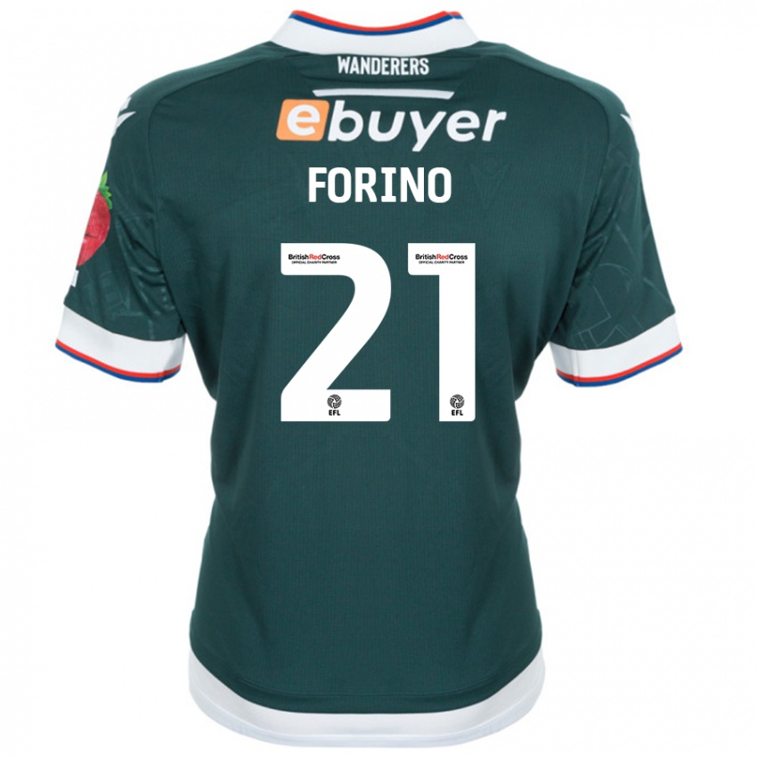 Børn Chris Forino #21 Mørkegrøn Udebane Spillertrøjer 2024/25 Trøje T-Shirt