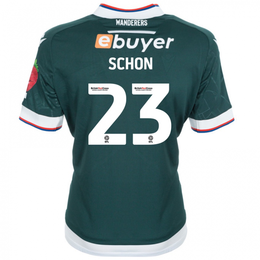 Børn Szabolcs Schön #23 Mørkegrøn Udebane Spillertrøjer 2024/25 Trøje T-Shirt