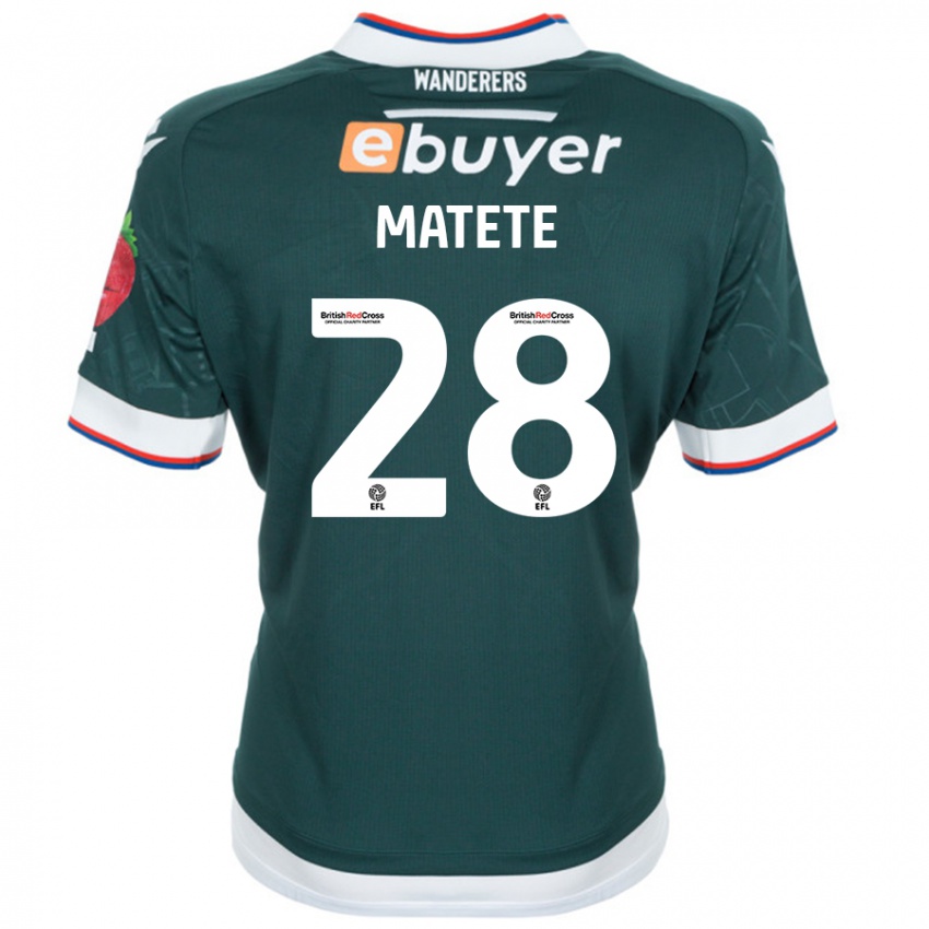 Børn Jay Matete #28 Mørkegrøn Udebane Spillertrøjer 2024/25 Trøje T-Shirt