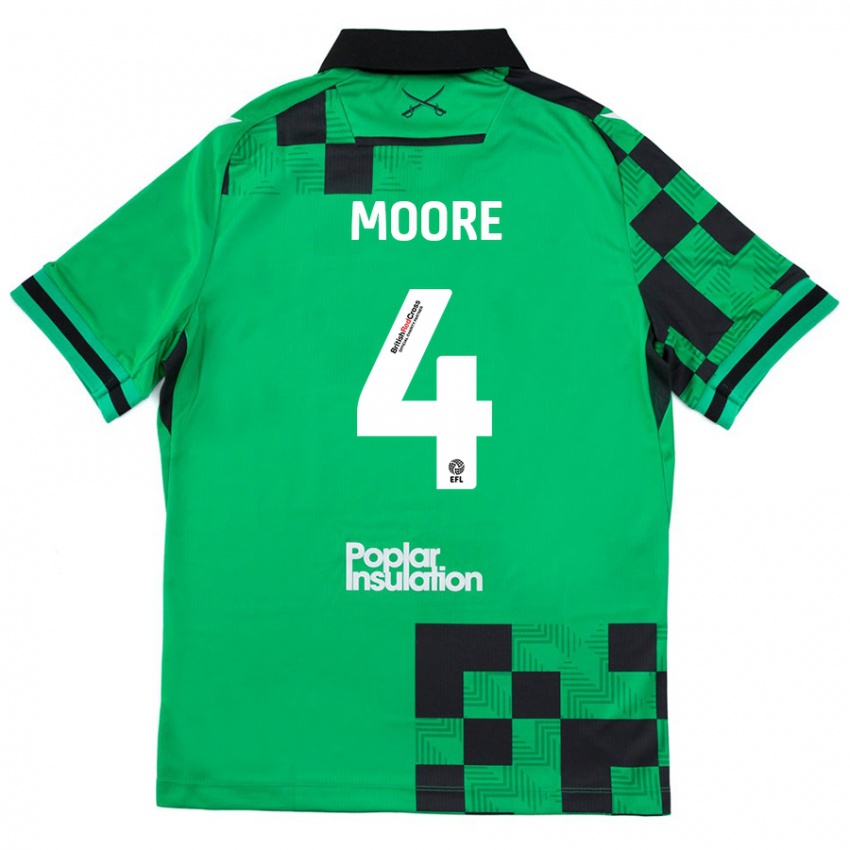 Børn Taylor Moore #4 Grøn Sort Udebane Spillertrøjer 2024/25 Trøje T-Shirt