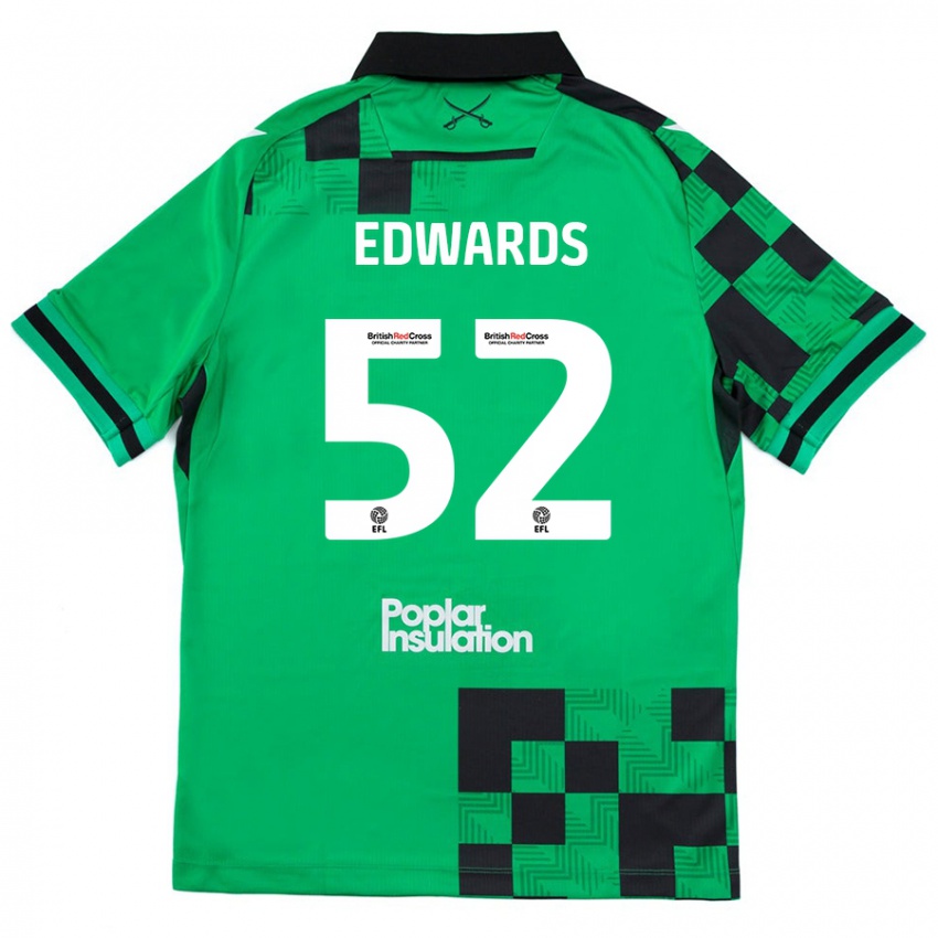 Børn Max Edwards #52 Grøn Sort Udebane Spillertrøjer 2024/25 Trøje T-Shirt