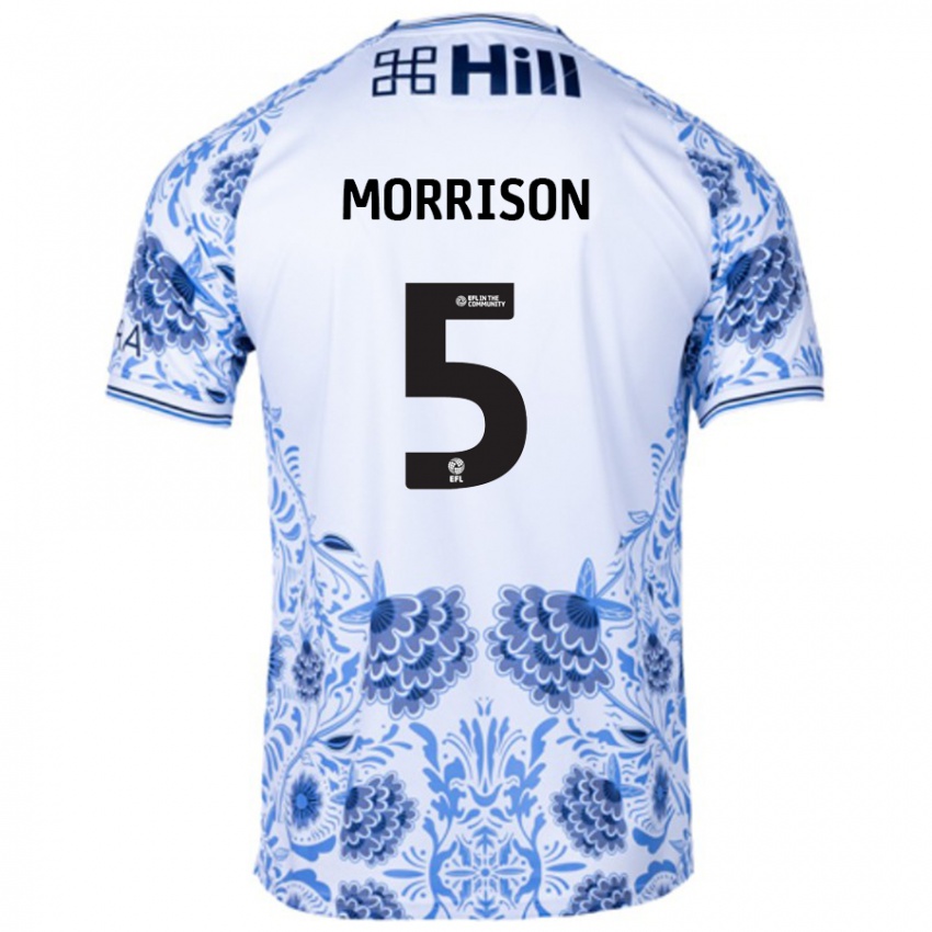 Børn Michael Morrison #5 Hvid Blå Udebane Spillertrøjer 2024/25 Trøje T-Shirt