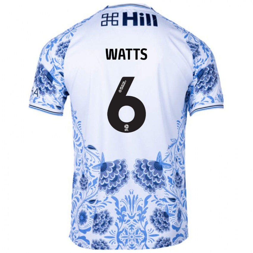 Børn Kell Watts #6 Hvid Blå Udebane Spillertrøjer 2024/25 Trøje T-Shirt