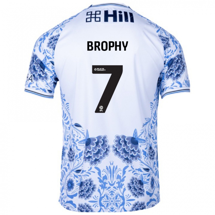 Børn James Brophy #7 Hvid Blå Udebane Spillertrøjer 2024/25 Trøje T-Shirt